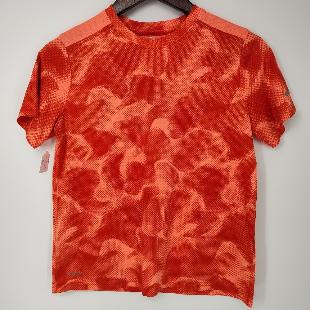 Athletic Works Orange Camouflage Boys DriWorks Tee Shirt Size Large 10/12 Husky